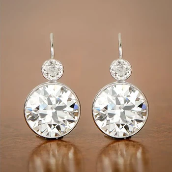 

Huitan Luxury Silver Color White Cubic Zircon Brilliant Women Wedding Earring Fancy Female Gift Timeless Styling Classic Jewelry