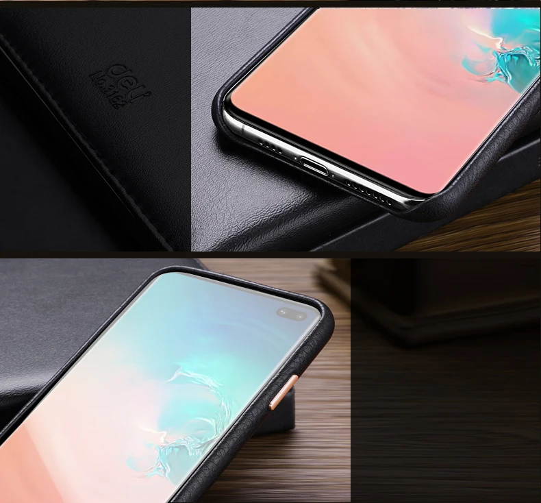 Полный край защиты для samsung Galaxy S10 S10+ Plus S10E Настоящая Натуральная Воловья кожа задняя крышка телефона телячья кожа сумка