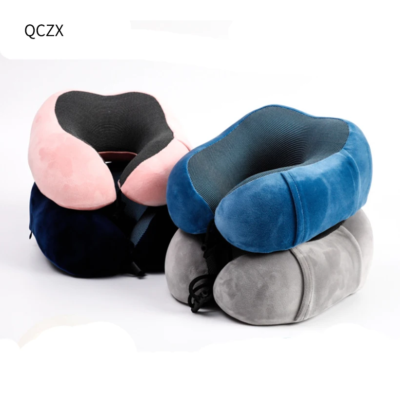 

QCZX Adjustable Travel Pillow Set Pure Memory Foam U-shaped Pillow Airplane\Car\Bus Compact U-Shaped Neck Support Pillow D40