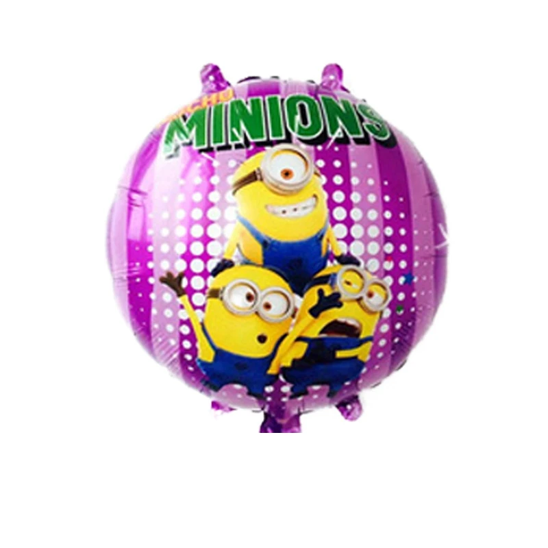 

(5pcs/lot)new style minions balloon foil material 18inch round purple color minions helium balloons for party balloons