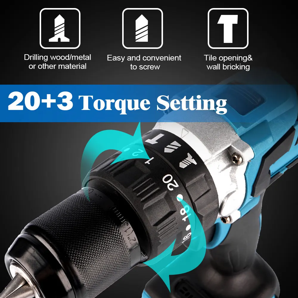Taladro de impacto eléctrico sin escobillas, martillo eléctrico inalámbrico  3 en 1 de 18V, 13mm, destornillador, herramienta eléctrica para Makita B| Taladros eléctricos| - AliExpress