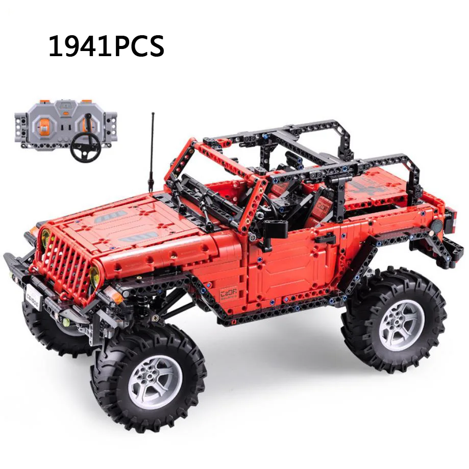 Technical Monsters Orv Building Block Jeep Wrangler Radio 2.4Ghz Telecomando Veicolo Brick Toy Rc Car Con Luce Per Ragazzi