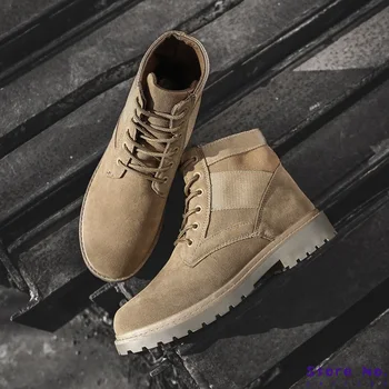 

Autumn/Winter Warm Working Boots for Men with Fur Men Cow Suede Boots Fashion Mens Tactical Boots Designer Brown Vintage Boots