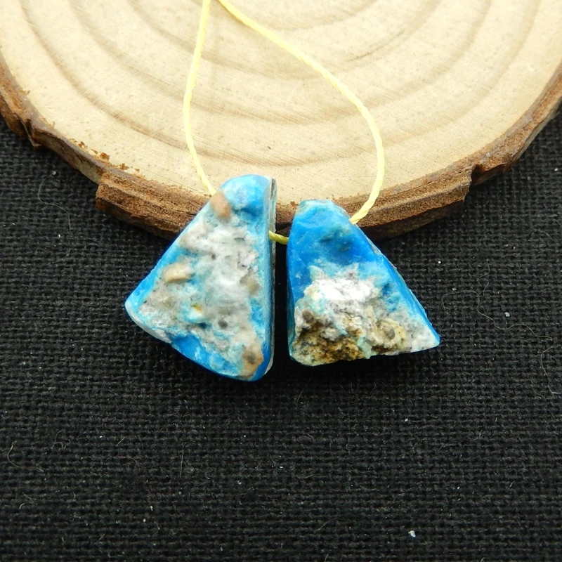 Hot Sale 1Pairs Natural Stone Nugget Blue Opal Side Drilled Earring Bead 16x12x7mm 3.2g Fashion Jewelry Women Earrings