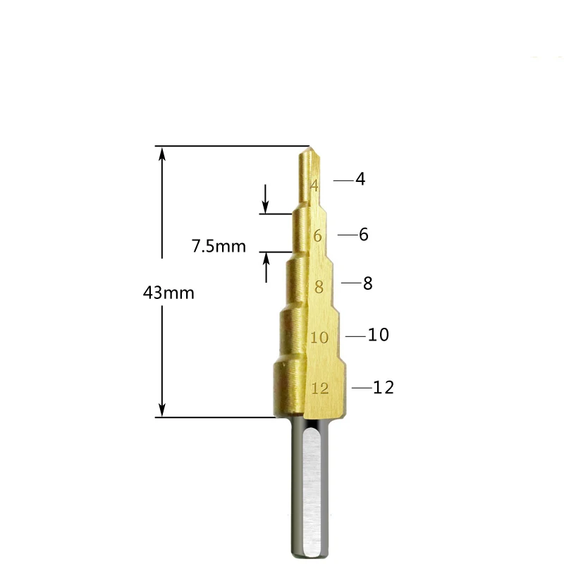Drill Bit 6542 Titanium Coated Step Drill Wood Set Power Tools for Metal High Speed Steel Hole Cutter Step Cone Center Drills Drill Bit 6542 Titanium Coated Step Drill Wood Set Power Tools for Metal High Speed Steel Hole Cutter Step Cone Center Drills
