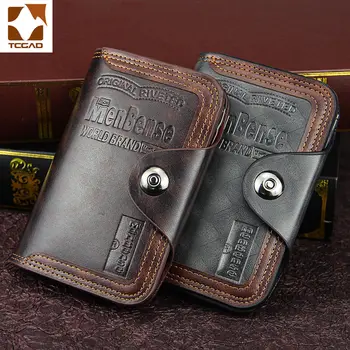

2020 Men Business Wallet magnetic snap clutch bag Leather Large Capacity Male Wallet genuine Luxury Carteira Purse Money Bag
