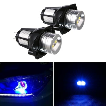 

Blue Angel Eye bulbs Car Replacement 2pcs LED Headlight Halo Ring 1200LM