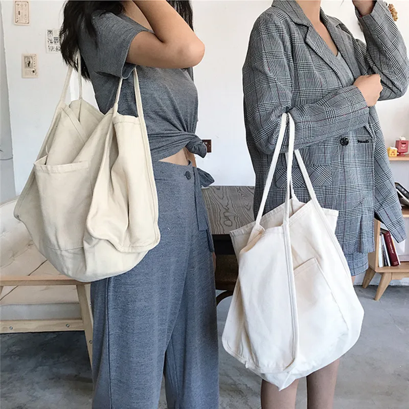 

New Arrival Fashion Multicolor Canvas Grocery Tote Shopping Bags Canvas Solid Foldable Sac Folding Shopping Tote Bag