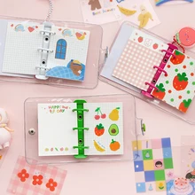 Creative Cute Mini Transparent Loose-leaf Notebooks Student Portable DIY 3 Ring Binder Hand Paper Note Book Planner Diary Supply