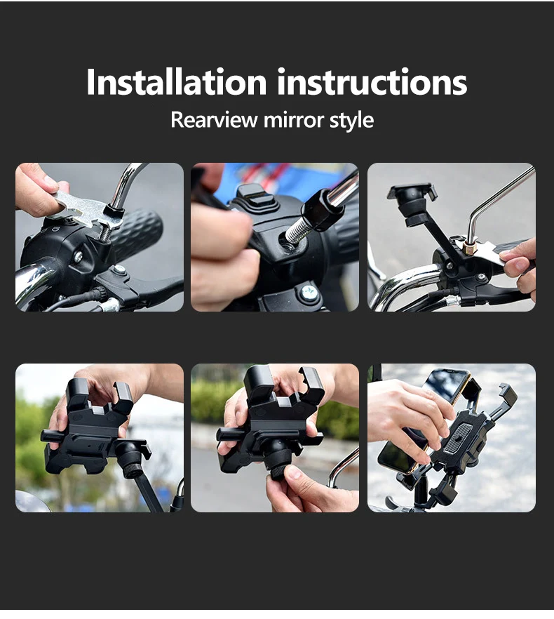 4.8-6.8 Inch Mobile Phone Holder Motorcycle Battery Bicycle Mobile Phone Holder Riding Shockproof Navigation Bracket XA114TQ