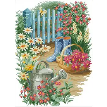 

Corner of the garden Counted Chinese Cross Stitch 11CT 14CT 18CT DIY Cross Stitch Kits Embroidery Needlework Sets home decor