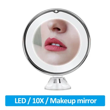 

10X LED Makeup Mirror Rotate 360 Degree Suction Cup Magnifying Mirror Portable Magnifying Mirror LED Beauty Mirror Cosmetic Tool