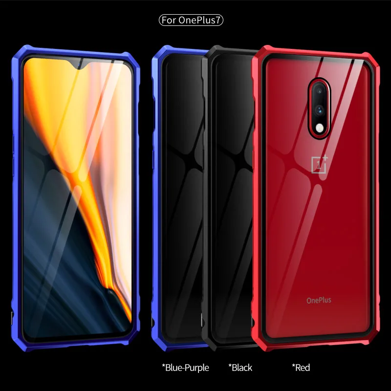 Чехол из закаленного стекла для oneplus 7 Pro, чехол 1+ 7, Роскошный Металлический Шмель для oneplus 7, корпус из алюминиевого сплава, рамка, чехол oneplus 7 Capa
