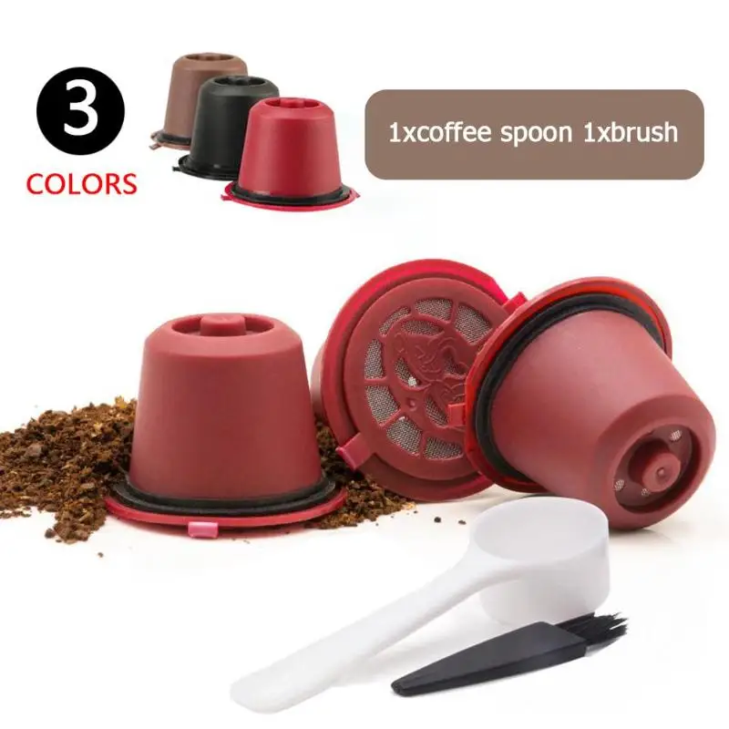 

1/3pc Refillable Reusable Nespresso Coffee Capsule With 1PC Plastic Spoon Filter Pod For Original Line Siccsaee Filters