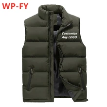 WP-FY, бренд, мужской удобный зимний жилет без рукавов на молнии, теплый жилет в стиле Харадзюку, утепленный жилет, одноцветные Топы