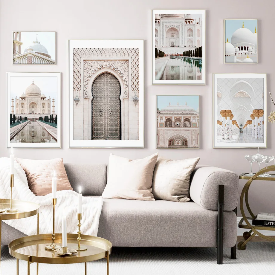 

Morocco Door Taj Mahal Classic Building Nordic Posters And Prints Wall Art Canvas Painting Wall Pictures For Living Room Decor