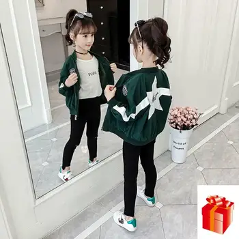 

New ! Kids Girls Clothing 2020 Spring and Autumn Coat Long Sleeve Girls Clothing Casual Red Black Green Girls Jacket Tops