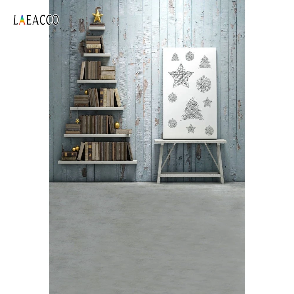 Laeacco фоны для фотосъемки Рождественская елка книжная полка деревянные доски