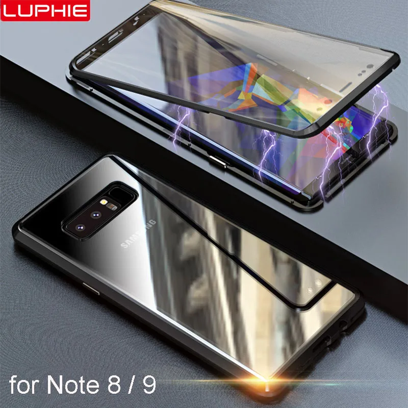 

Luphie 360 Full Wrap Magnetic Case for Samsung Note 9 8 Case 9H Tempered Glass Phone Cover for Samsung Galaxy Note 8 Note 9 Case