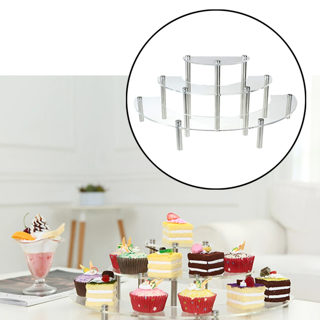 Acrylic Display Stand for Pops Figures,3 Step Display Riser Shelf for Cupcake Dessert Product 15.75x6.30x4.72inch.