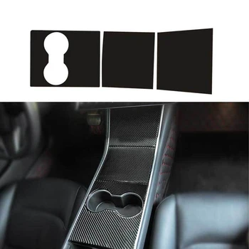

3D Accessories Film Decoration Self Adhesive Carbon Fiber Center Console Dashboard Car Sticker Kit Dustproof For Tesla Model 3