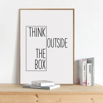 

Wall Art Canvas Painting Motivational Print Creative Decor - Think Outside The Box - Home Office Minimal Living Home Room Decor