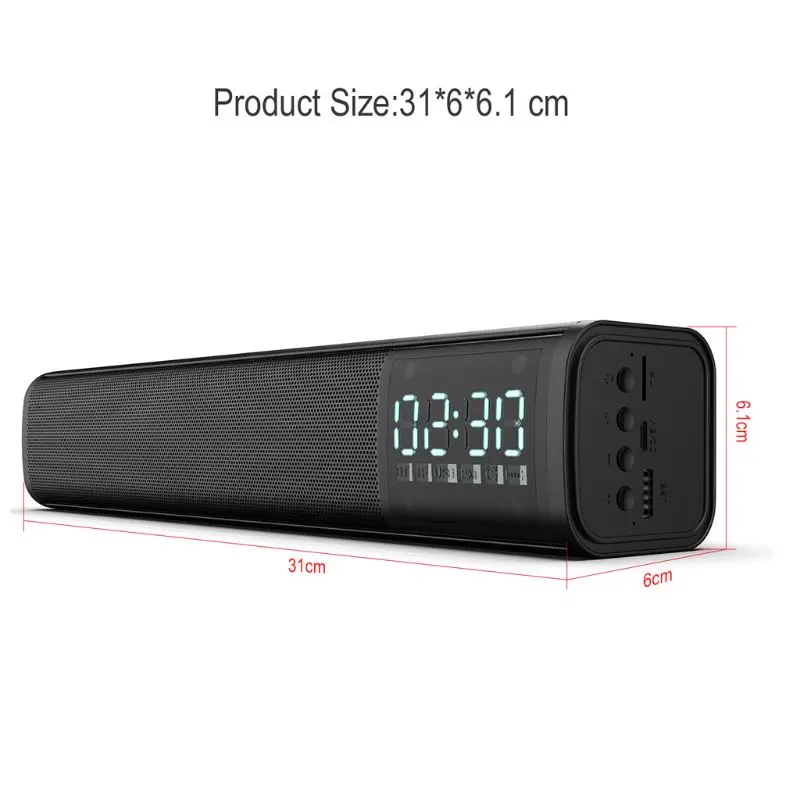 Беспроводной Bluetooth 5,0 стерео Динамик громкий Динамик FM часы TF MP3 Хэндс фри