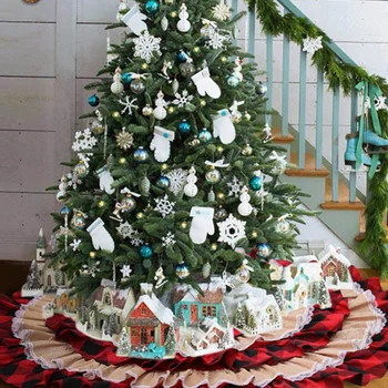 

1Pc Tree Skirt Classic Lattice Tree Decor for Indoor Tree Home Christmas
