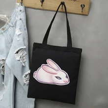 Cute Cartoon Rabbit Series Shopping Bag Fashion Simple Tote Bag Printing Large Capacity Conventional  Bags Canvas Shoulder Bag