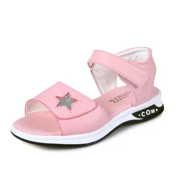 

2020 New Kids Fashion Summer PU Leather Sandals Childrens Big Kids Sandals Girls Star Soft Bottom Beach Shoes