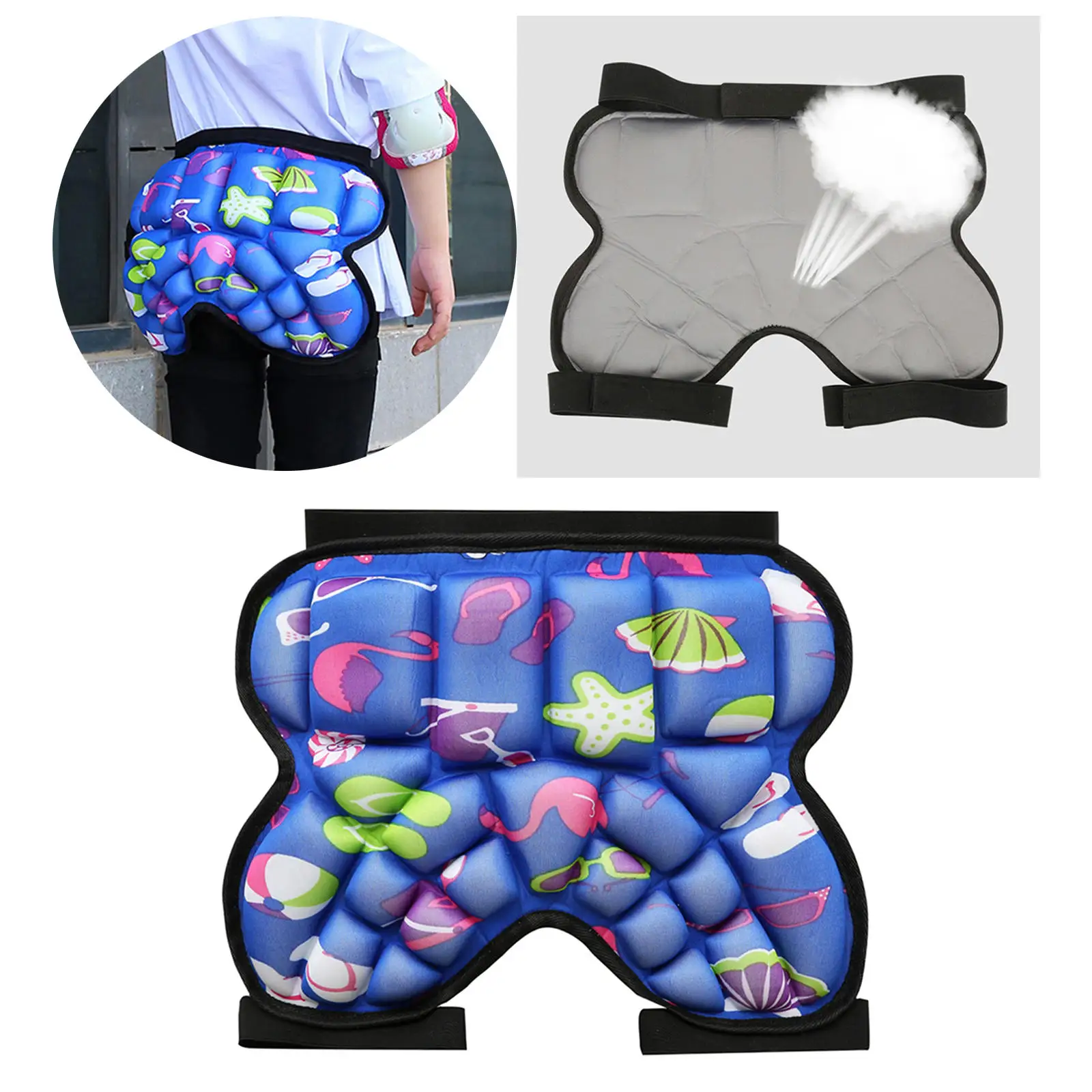 3D Padded Hip Protection Shorts Butt Guard Pad Lightweight for Roller Skating Ski Children