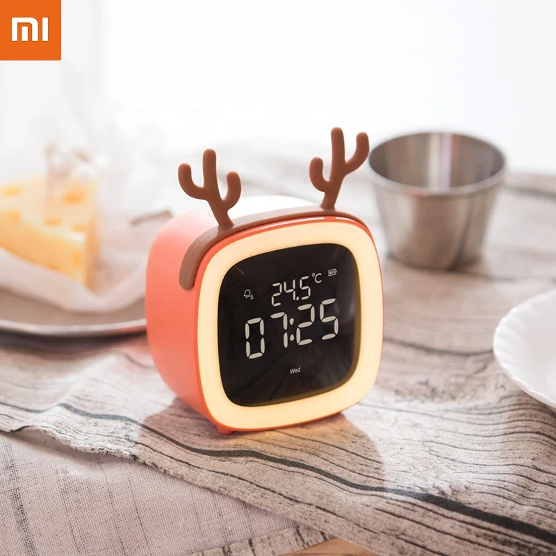 Xiaomi Youpin Creative LED Night Light with Thermometer Bedside Alarm Clock Bedroom Gift USB Rechargeable Digital 5 Styles | Электроника