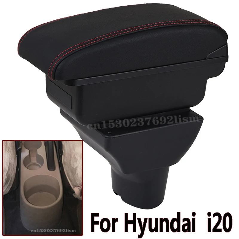 

Подлокотник для Hyundai I20, двухслойный центральный подлокотник с USB-зарядкой, подстаканник для хранения, автомобильные аксессуары