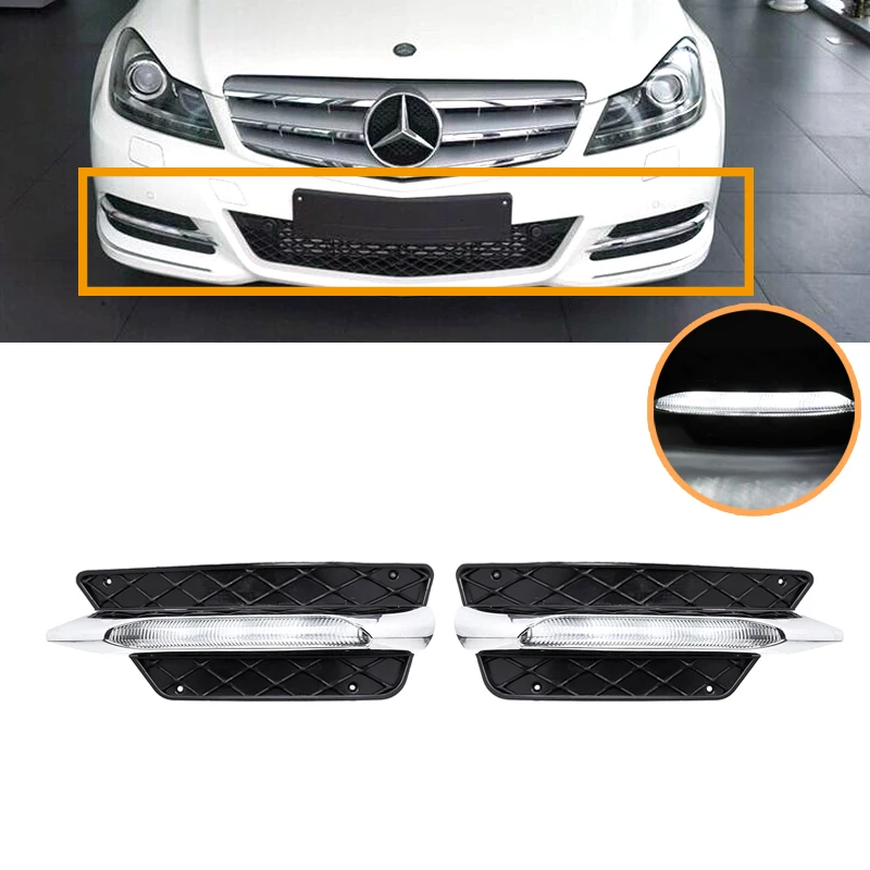 Для Mercedes Benz W204 c-класс 2012-14 DRL только передний бампер Гриль литье Светодиодный