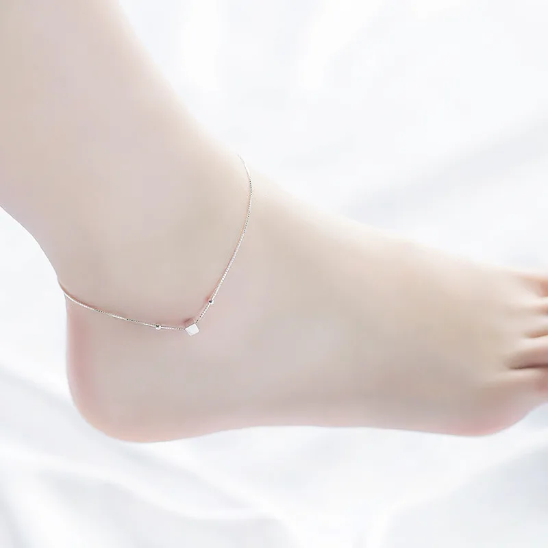 

Geometry Brushed Square Anklet Women's Korean-style Versatile Simple Day South Korea Cool Students Foot Ornaments Accessories Fr