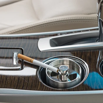 

Enclosed Cigarette Holder Stainless Steel Ashtray Rotation Smoking Accessories for Household Smoking Soot Accessories