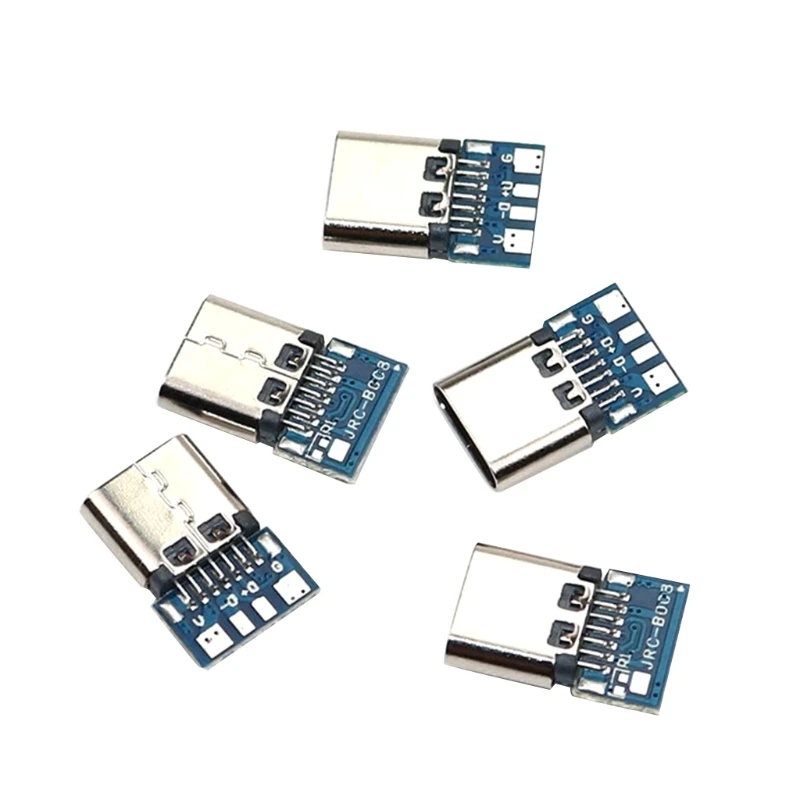 5 pces usb tipo-c USB-C 14 pinos conector breakout P-CB placa (fêmea) metal