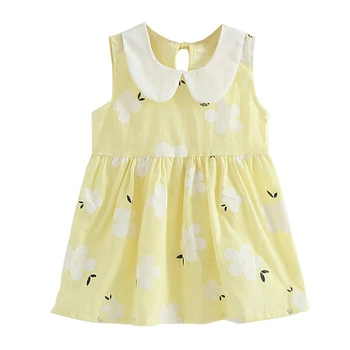 

Children Dresses Kids Girl Sleeveless Flower Print Cotton and Linen floral Dress Baby Spring Summer dresses for girls