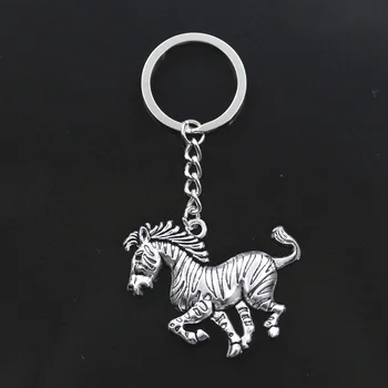 

Hot Fashion Zebra Pinto 50x40mm Pendant 30mm Key Ring Metal Chain Silver Color Men Car Gift Souvenirs Keychain Dropshipping
