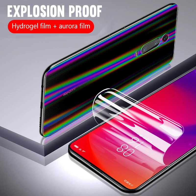 Screen Protector on For Xiaomi Mi 9t 9 t Pro Redmi k20 pro 3 in 1 Hydrogel Film Shiny Back Film+ Front Film+ Camera Lens Glass