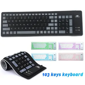 

New Foldable Silicone Keyboard USB Wired Silicon Flexible Soft Waterproof Roll Up Silica Gel Keyboard for PC Laptop Notebook