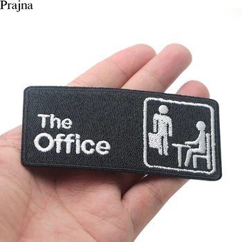 

Prajna The Office Tv Show Funny Letter Patch Stripes Embroidered Iron On Patches Clothes Wallet Stickers On Clothes Washable DIY