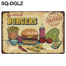 [SQ-DGLZ] гамбургерская табличка, металлическая вывеска, винтажный декор для бара, жестяная вывеска, винтажный декор для паба, бара, металлическая художественная табличка борден