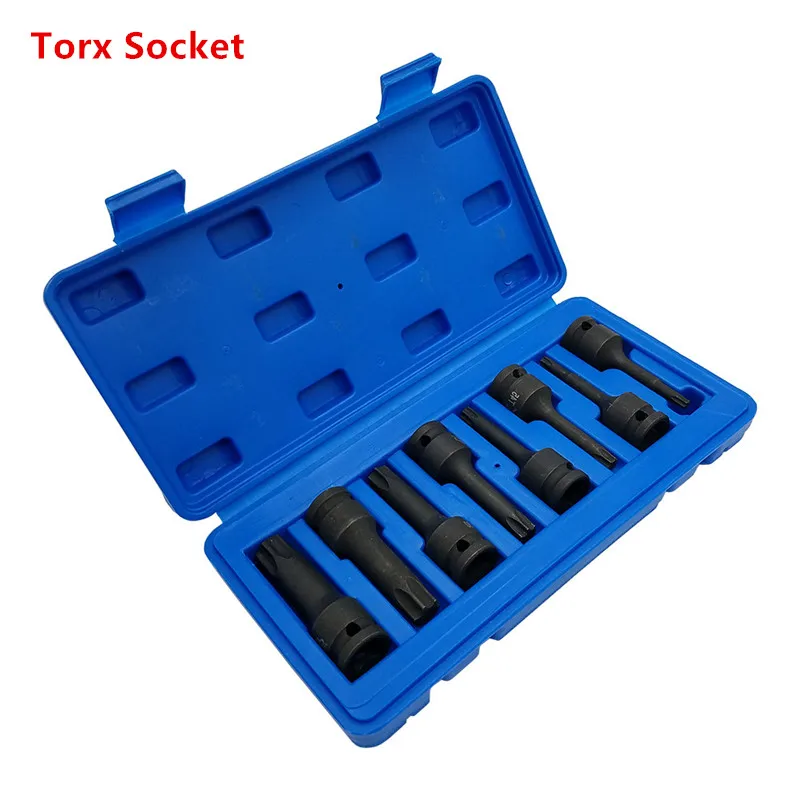8 pc Torx Set 8 шт. 1/2 дюймов ударный привод Torx Набор торцевых головок T30-T80 Набор шестигранных головок H5-H19 набор инструментов гаечный ключ гнездо большой инструмент Шестигранный ключ - Цвет: 8 pc Torx Set