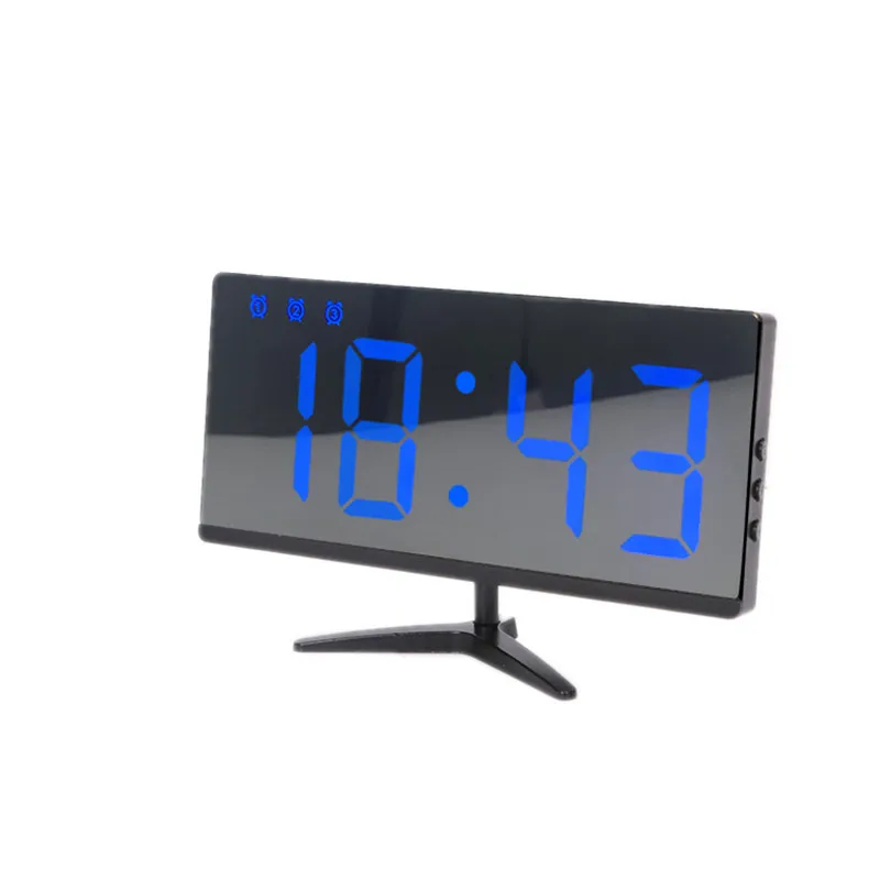 Digital Alarm Clocks LED Mirror Clocks Multifunction Snooze Display Temperature Time Night LCD Light Tables Desktops USB Cables - Цвет: Blue Light