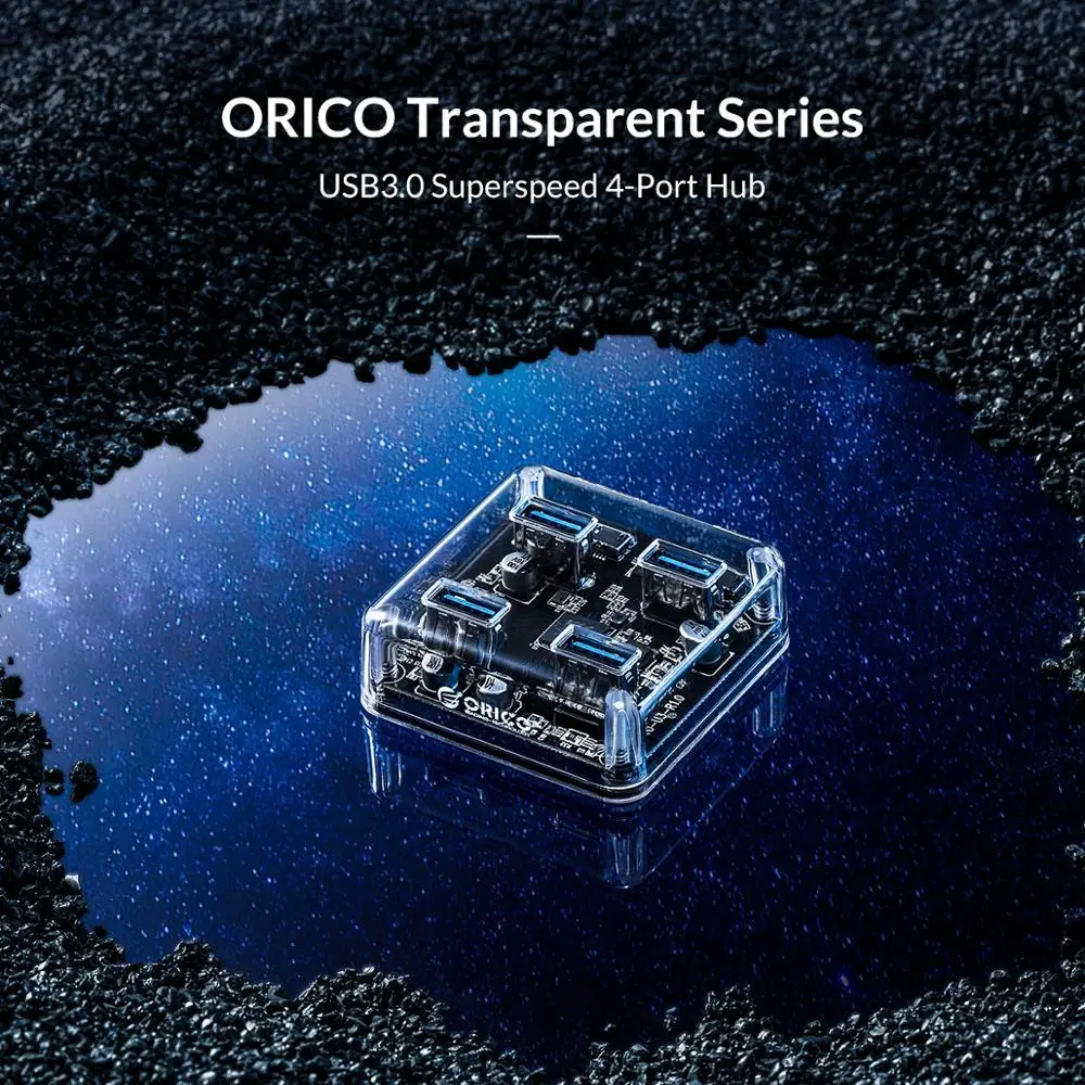 Прозрачный концентратор USB 3 0 ORICO 4 портовый высокоскоростной usb разветвитель с