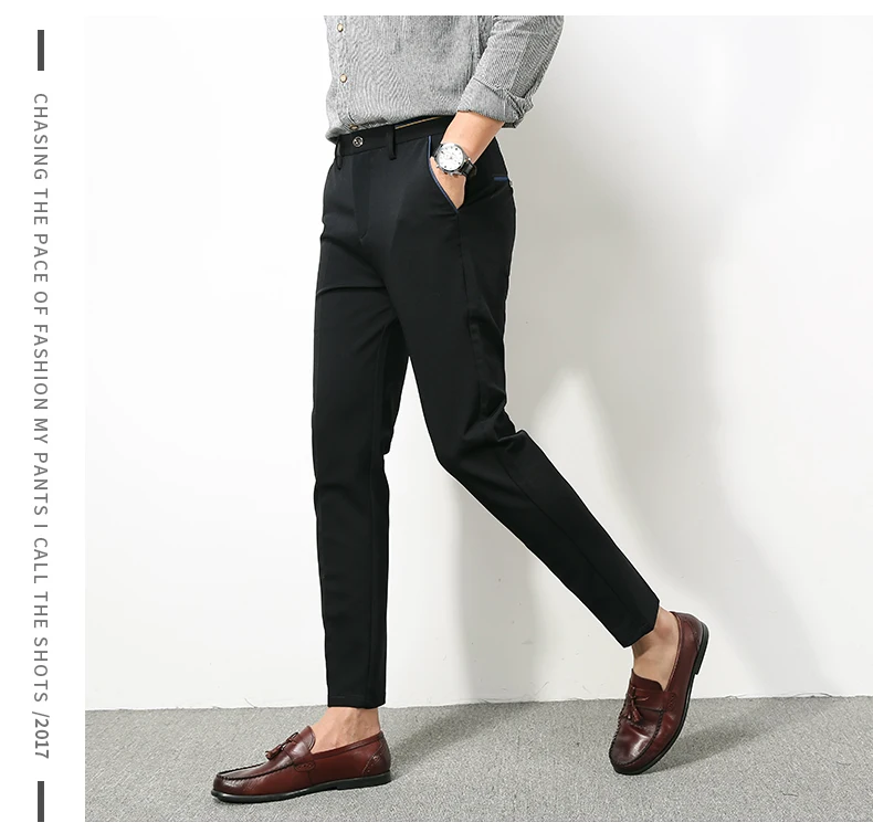Стильное мужское платье Формальные укороченные брюки Slim Fit костюм Деловые брюки карандаш брюки D90