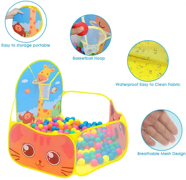 1.2M Portable Baby Playpen Ball Pool Kids Playground Balls Dry Pool with Basketball Hoop Folding Large Child Ballenbak Toys 3