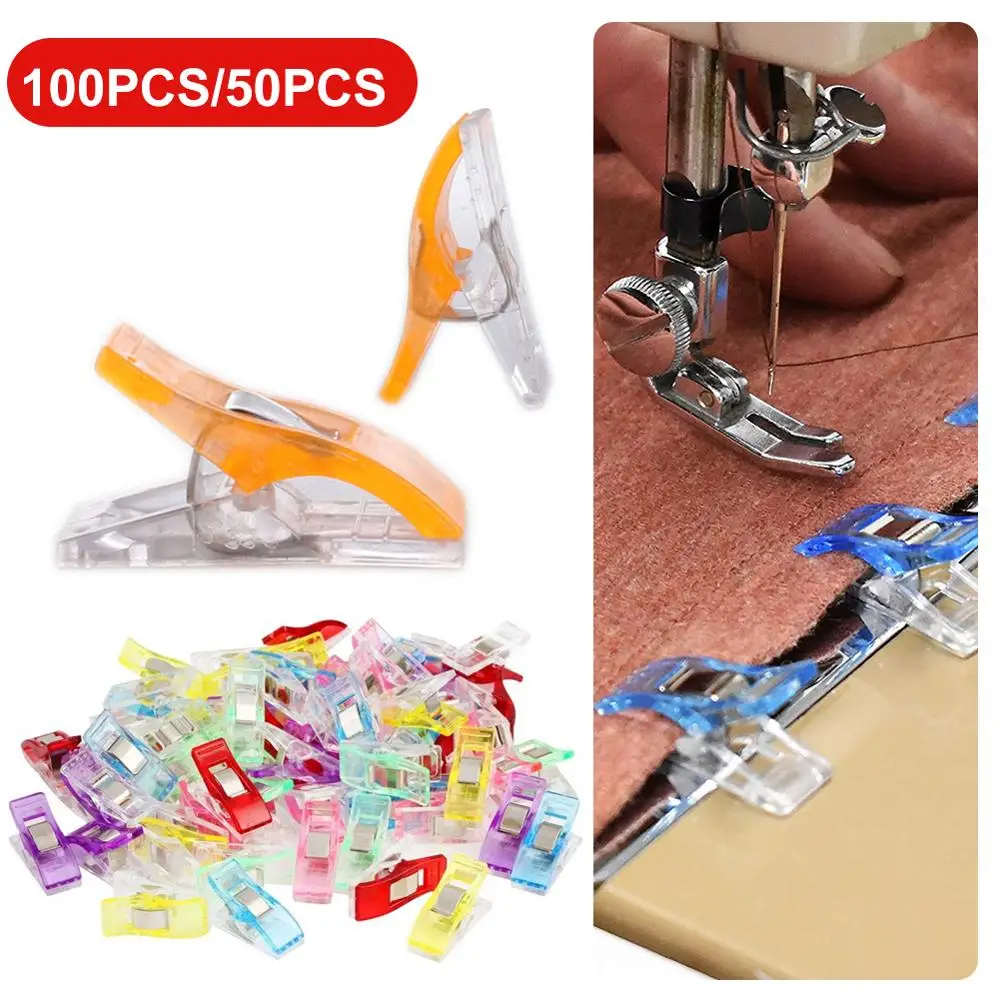 

50pcs Multifunction Plastic Axe Power Clip Sewing Hem Positioning Fixing Buckle Binder Clip For Crafting Home Supplies