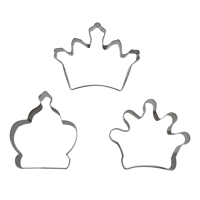 3 db Rozsdamentes Acél Süti Vágó Hercegnő Korona Király Királynő Party Sütemény Keksz Sütőeszköz - Image 3